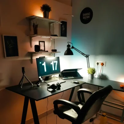 Rented led on the table at home work station